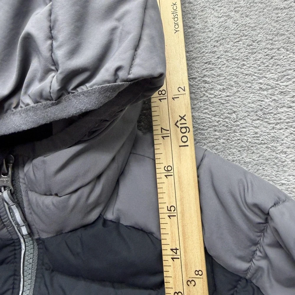 Columbia Jacket Youth 6 Black Gray Hooded Puffer Omni-Heat Insulated Full Zip‎